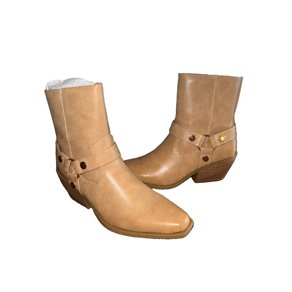 Sonoma Grittsy Women's 7.5 Tan Western Cowboy Ankle Boots Harness Booties NIB